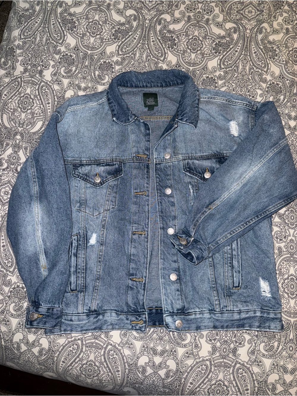 wild fable Light Blue Distressed Denim Jacket